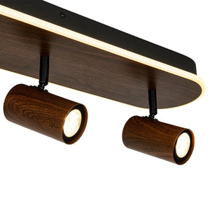 LightFixturesUSA - Dimmable LED Wood Linear Oval Semi Flush Adjustable Spotlight - Ceiling Light - Oak + 1 Spotlight - 