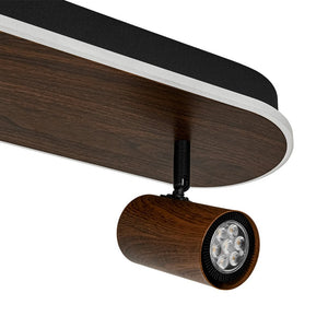 LightFixturesUSA - Dimmable LED Wood Linear Oval Semi Flush Adjustable Spotlight - Ceiling Light - Oak + 1 Spotlight - 