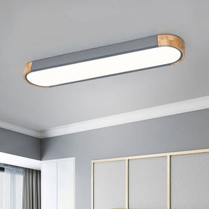 LightFixturesUSA - Dimmable Minimalist Long Oval Flush Mount LED Light - Ceiling Light - Gray - 6000K - 