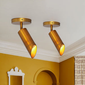 LightFixturesUSA - Distressed Brass Adjustable Dimmable LED Single Spotlight - Ceiling Light - 2 Packs - 