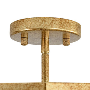 LightFixturesUSA - Distressed Gold Geometric Water Glass Cage Semi Flush Mount - Ceiling Light - 16 in - 