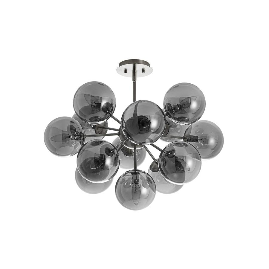 LightFixturesUSA - Eclectic Shine Smoked Glass Bubble Sputnik Ceiling Light - Chandelier - Brass - 