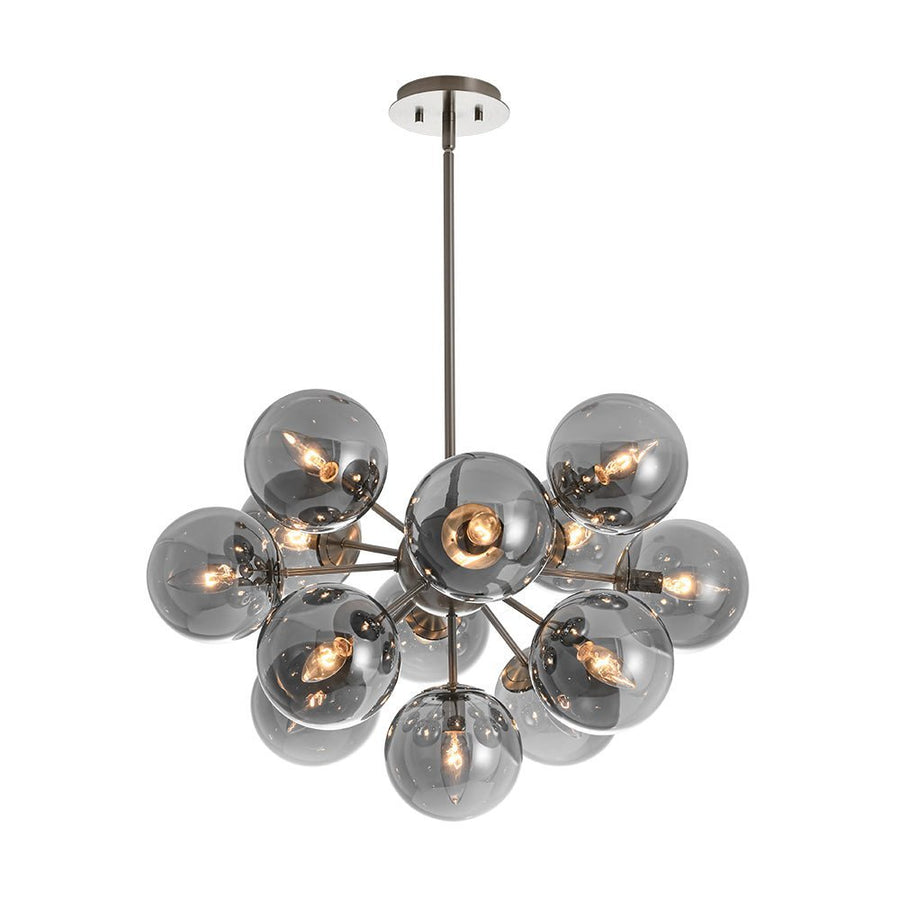 LightFixturesUSA - Eclectic Shine Smoked Glass Bubble Sputnik Ceiling Light - Chandelier - Brass - 