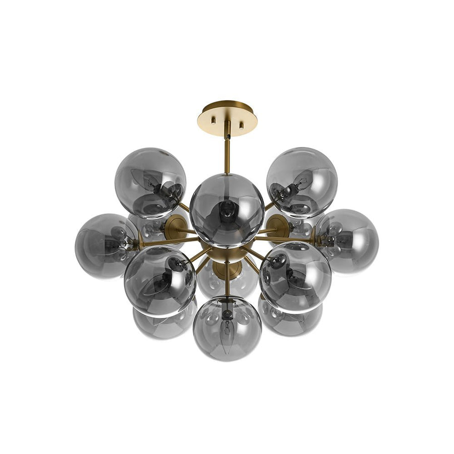 LightFixturesUSA - Eclectic Shine Smoked Glass Bubble Sputnik Ceiling Light - Chandelier - Brass - 