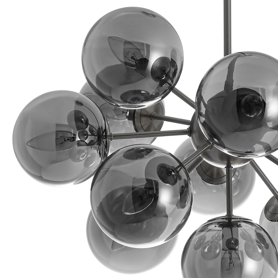 LightFixturesUSA - Eclectic Shine Smoked Glass Bubble Sputnik Ceiling Light - Chandelier - Brass - 