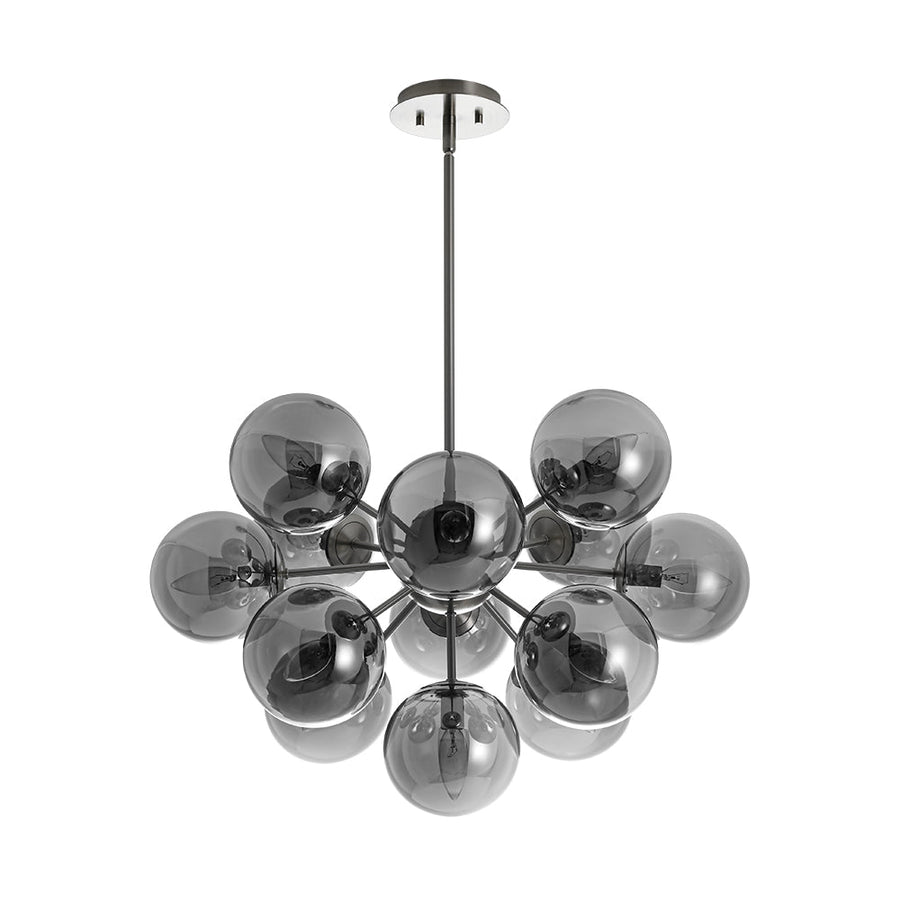 LightFixturesUSA - Eclectic Shine Smoked Glass Bubble Sputnik Ceiling Light - Chandelier - Brass - 