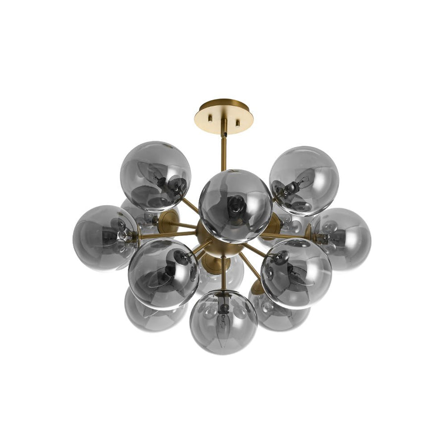 LightFixturesUSA - Eclectic Shine Smoked Glass Bubble Sputnik Ceiling Light - Chandelier - Brass - 