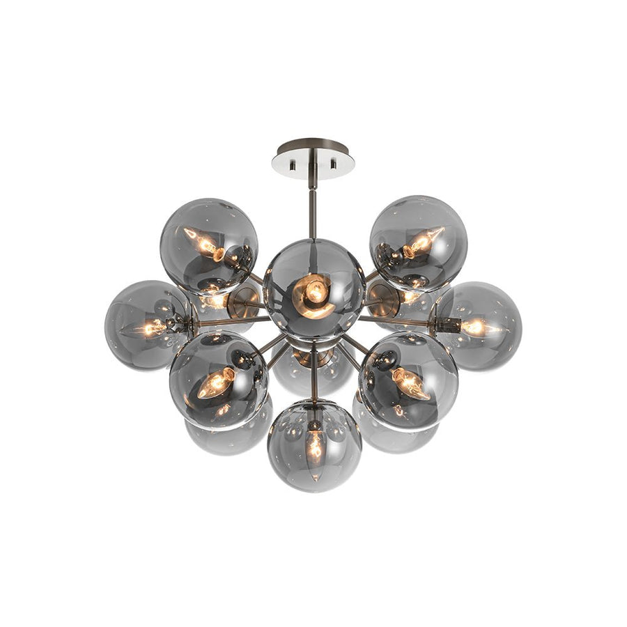 LightFixturesUSA - Eclectic Shine Smoked Glass Bubble Sputnik Ceiling Light - Chandelier - Brass - 