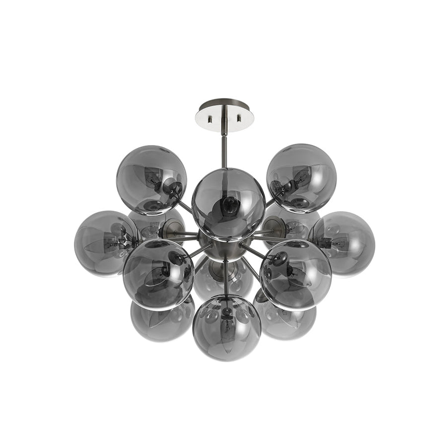 LightFixturesUSA - Eclectic Shine Smoked Glass Bubble Sputnik Ceiling Light - Chandelier - Brass - 