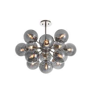 LightFixturesUSA - Eclectic Shine Smoked Glass Bubble Sputnik Ceiling Light - Chandelier - Brass - 