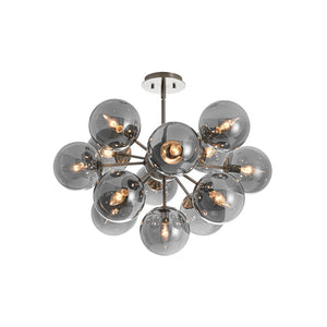 LightFixturesUSA - Eclectic Shine Smoked Glass Bubble Sputnik Ceiling Light - Chandelier - Brass - 