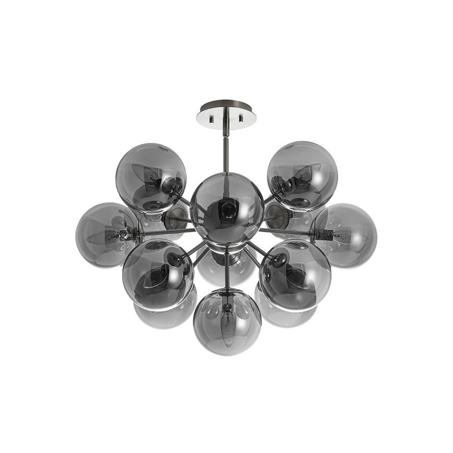 LightFixturesUSA - Eclectic Shine Smoked Glass Bubble Sputnik Ceiling Light - Chandelier - Brass - 