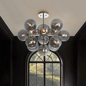 LightFixturesUSA - Eclectic Shine Smoked Glass Bubble Sputnik Ceiling Light - Chandelier - Nickel - 