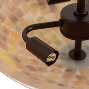 LightFixturesUSA-European Traditional 3-Light Shell Mosaic Semi Flush Mount-Ceiling Light-Oil-Rubbed Bronze-
