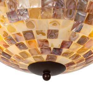 LightFixturesUSA-European Traditional 3-Light Shell Mosaic Semi Flush Mount-Ceiling Light-Oil-Rubbed Bronze-