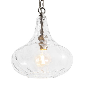 LightFixturesUSA - Farmhouse 1 - Light Hammered Glass Bell Kitchen Pendant Light - Pendant Light - Nickel - 