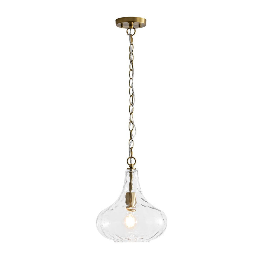 LightFixturesUSA - Farmhouse 1 - Light Hammered Glass Bell Kitchen Pendant Light - Pendant Light - Nickel - 