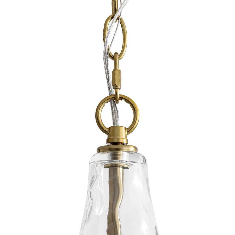LightFixturesUSA - Farmhouse 1 - Light Hammered Glass Bell Kitchen Pendant Light - Pendant Light - Nickel - 