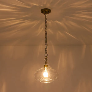 LightFixturesUSA - Farmhouse 1 - Light Hammered Glass Bell Kitchen Pendant Light - Pendant Light - Nickel - 