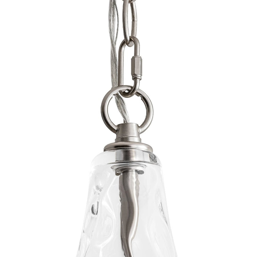 LightFixturesUSA - Farmhouse 1 - Light Hammered Glass Bell Kitchen Pendant Light - Pendant Light - Nickel - 