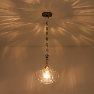 LightFixturesUSA - Farmhouse 1 - Light Hammered Glass Bell Kitchen Pendant Light - Pendant Light - Nickel - 