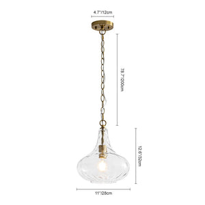 LightFixturesUSA - Farmhouse 1 - Light Hammered Glass Bell Kitchen Pendant Light - Pendant Light - Nickel - 