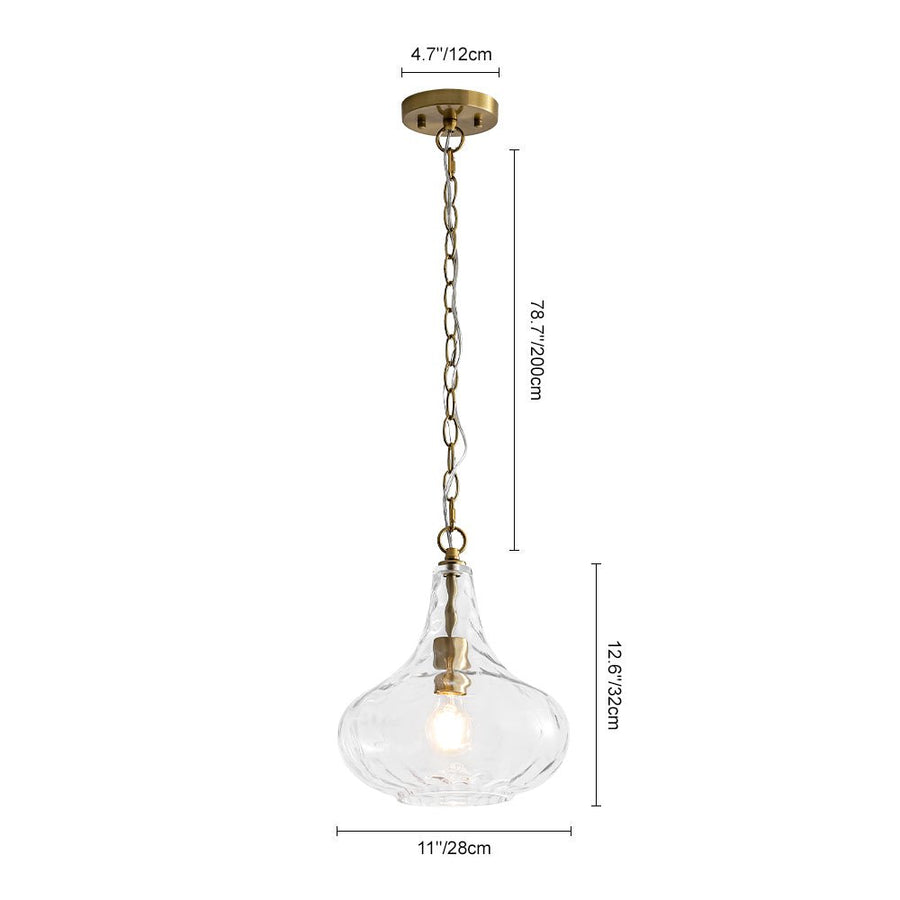 LightFixturesUSA - Farmhouse 1 - Light Hammered Glass Bell Kitchen Pendant Light - Pendant Light - Nickel - 