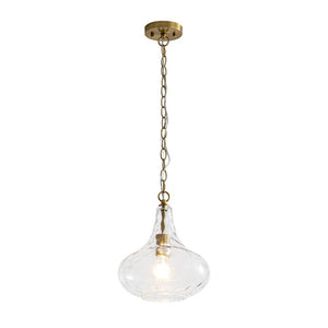 LightFixturesUSA - Farmhouse 1 - Light Hammered Glass Bell Kitchen Pendant Light - Pendant Light - Nickel - 