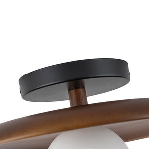 LightFixturesUSA-Farmhouse 1-Light Walnut Saucer Frosted Glass Globe Semi Flush-Ceiling Light-11 in-