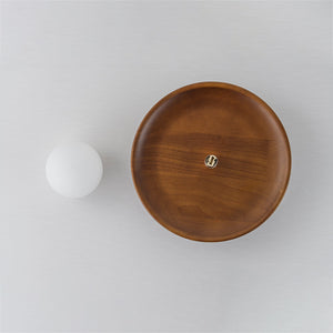 LightFixturesUSA-Farmhouse 1-Light Walnut Saucer Frosted Glass Globe Semi Flush-Ceiling Light-11 in-