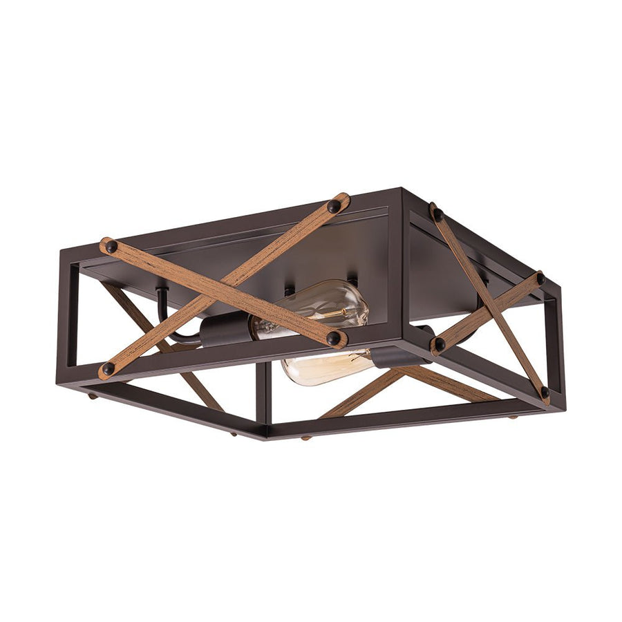 LightFixturesUSA - Farmhouse 2 - Light Oil Rubbed Bronze Cross Square Flush Mount - Ceiling Light - 14.2 in. - 