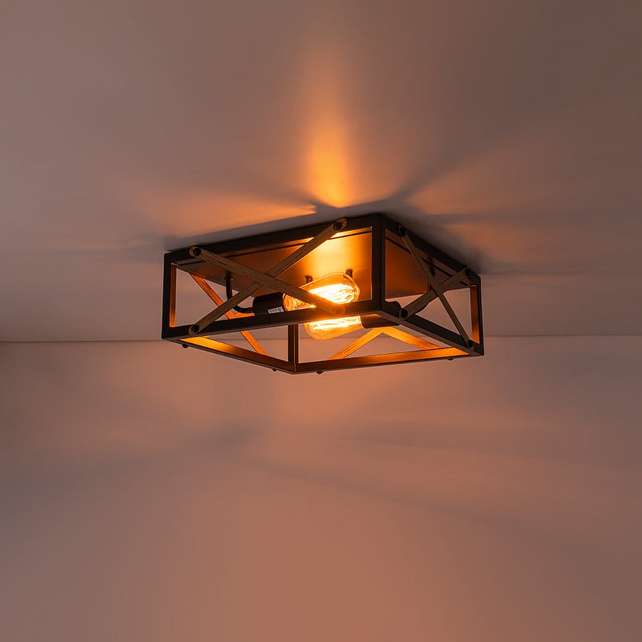 LightFixturesUSA - Farmhouse 2 - Light Oil Rubbed Bronze Cross Square Flush Mount - Ceiling Light - 14.2 in. - 