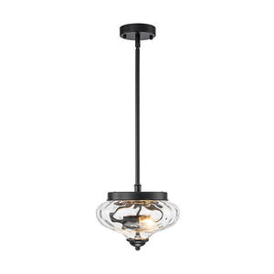 LightFixturesUSA - Farmhouse 2 - light Round Hammered Glass Pendant Light - Pendant Light - Black (Exclusive Offer) - 