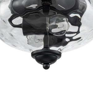 LightFixturesUSA - Farmhouse 2 - light Round Hammered Glass Pendant Light - Pendant Light - Black (Exclusive Offer) - 