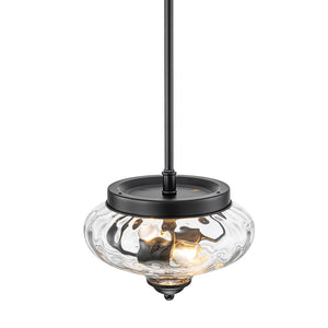 LightFixturesUSA - Farmhouse 2 - light Round Hammered Glass Pendant Light - Pendant Light - Black (Exclusive Offer) - 