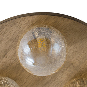 LightFixturesUSA - Farmhouse Amber Textured Glass Wooden Round Ceiling Light - Ceiling Light - 3 - Lt - 