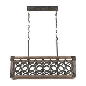 LightFixturesUSA - Farmhouse Antique Wooden Rectangle Box Linear Chandelier - Chandelier - Rustic - 