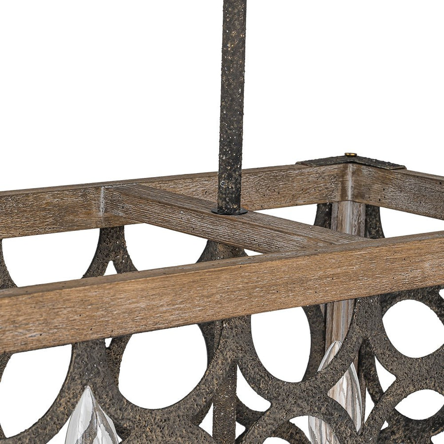 LightFixturesUSA - Farmhouse Antique Wooden Rectangle Box Linear Chandelier - Chandelier - Rustic - 