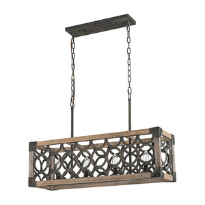 LightFixturesUSA - Farmhouse Antique Wooden Rectangle Box Linear Chandelier - Chandelier - Rustic - 