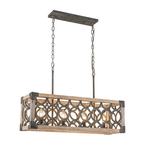 LightFixturesUSA - Farmhouse Antique Wooden Rectangle Box Linear Chandelier - Chandelier - Rustic - 