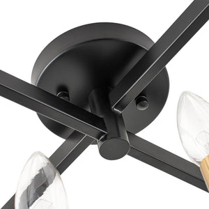 LightFixturesUSA-Farmhouse Black Brass 4-Light Square Cage Semi Flush Mount-Ceiling Light-14.6 in-