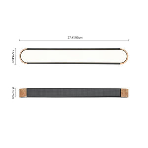 LightFixturesUSA - Farmhouse Black Mesh Wood Dimmable LED Oval Ceiling Light - Ceiling Light - 37.4 in. - 