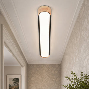 LightFixturesUSA - Farmhouse Black Mesh Wood Dimmable LED Oval Ceiling Light - Ceiling Light - 37.4 in. - 