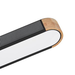 LightFixturesUSA - Farmhouse Black Mesh Wood Dimmable LED Oval Ceiling Light - Ceiling Light - 37.4 in. - 