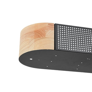 LightFixturesUSA - Farmhouse Black Mesh Wood Dimmable LED Oval Ceiling Light - Ceiling Light - 37.4 in. - 