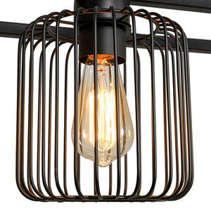 LightFixturesUSA - Farmhouse Black Rectangular Cage Linear Island Chandelier - Chandelier - Black - 