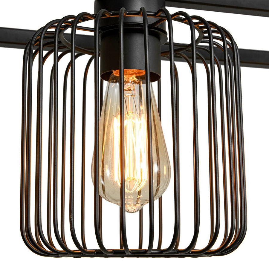 LightFixturesUSA - Farmhouse Black Rectangular Cage Linear Island Chandelier - Chandelier - Black - 