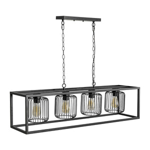 LightFixturesUSA - Farmhouse Black Rectangular Cage Linear Island Chandelier - Chandelier - Black - 