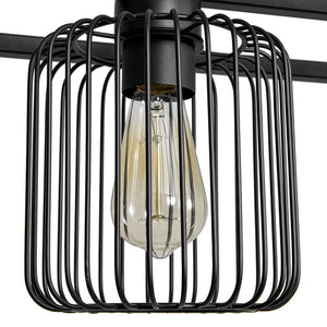 LightFixturesUSA - Farmhouse Black Rectangular Cage Linear Island Chandelier - Chandelier - Black - 