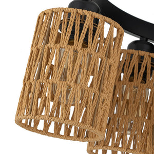 LightFixturesUSA - Farmhouse Bohemian Woven Brown Rope Cage Ceiling Light - Ceiling Light - 3 - Lt - 